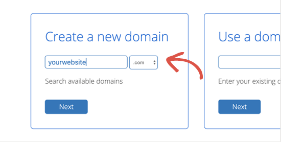 Selecciona tu nombre de dominio