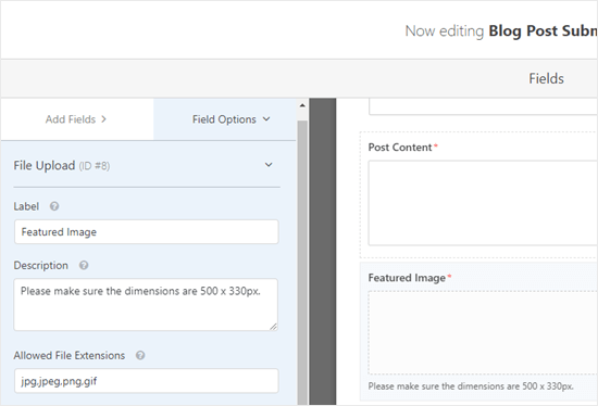 WPForms Edit Field