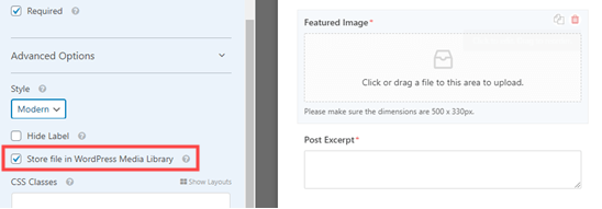 Choose whether to store uploaded images in the Media Library