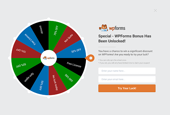 Spin a Wheel - Tappetino di benvenuto gamificato