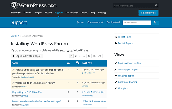 Форумы поддержки WordPress