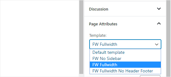 Le diverse opzioni disponibili per il modello di pagina utilizzando il plug-in Full Width