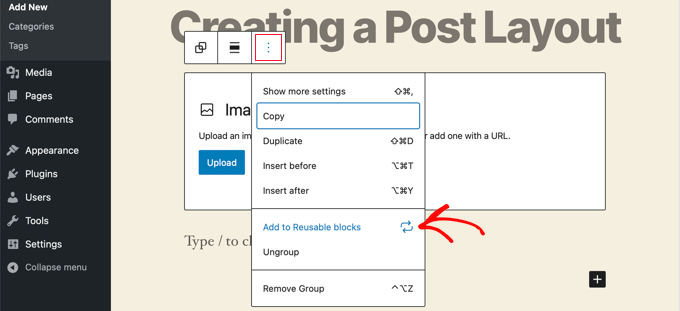 Add Reusable Block