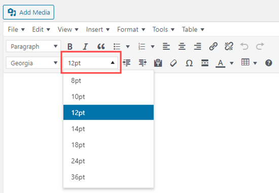 Modifica della dimensione del carattere utilizzando l'editor avanzato TinyMCE