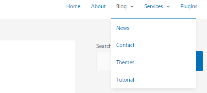 Blog categories in navigational menu