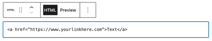 The HTML code to create a link