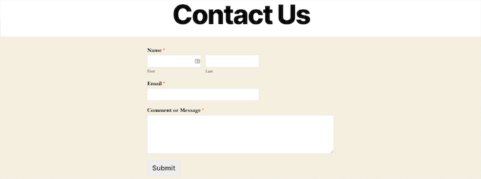 contact form