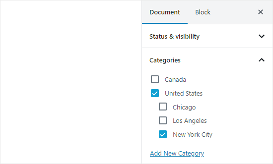 United States Categories Subcategories