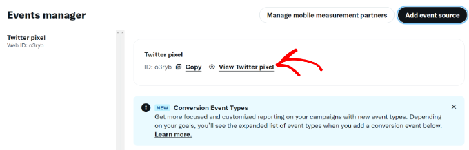 View the Twitter pixel View the Twitter pixel
