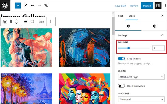 Cambie el número de columna para ver las imágenes una al lado de la otra