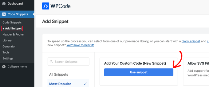 افزودن کد سفارشی خود در WPCode