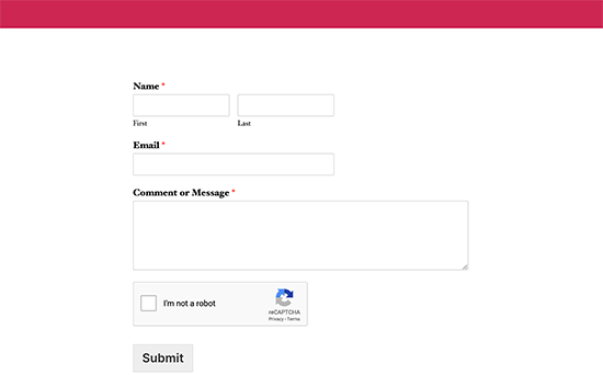 Contact form preview