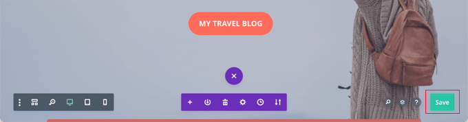 Click on the Save button in Divi