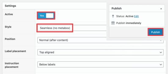 Custom fields settings