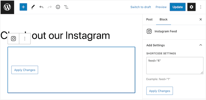 Showing a different custom Instagram feed
