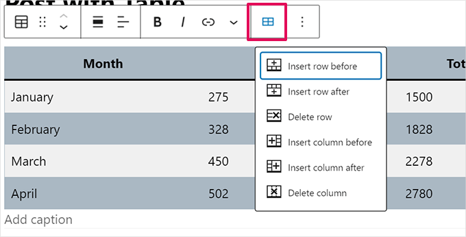 Include or eliminate table rows and columns