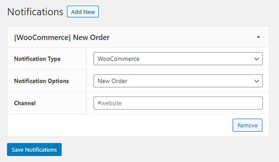 Impostazione di una nuova notifica d'ordine WooCommerce per Slack