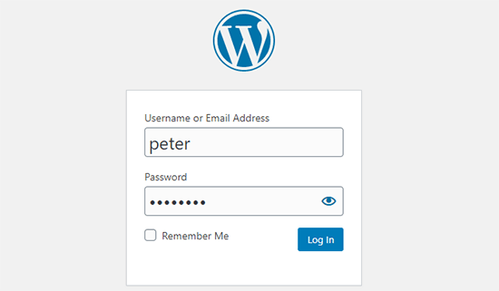 Pagina di accesso a WordPress