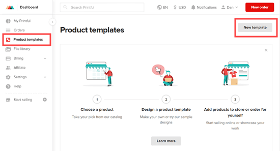 Product Templates New Template