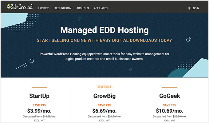 Управляемый хостинг SiteGround дляEasy Digital Download (EDD)