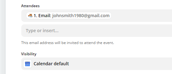 Введите поле для адреса электронной почты участника, если вы хотите отправить ему приглашение в Календарь Google