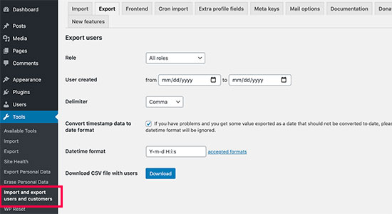 Export WordPress users and WooCommerce customers