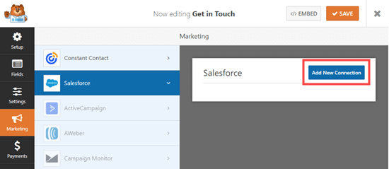 Marketing Salesforce Add New Connection Wpforms