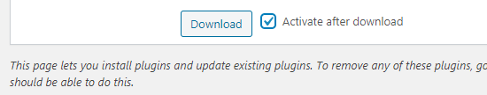 Select to activate the plugins after download