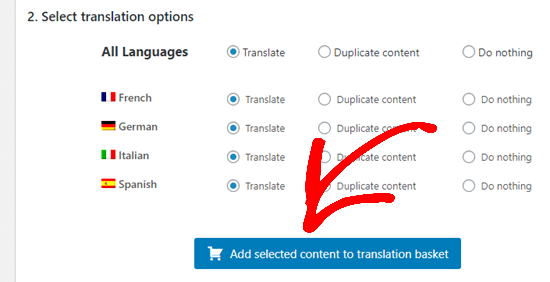 Select Languages For Translation