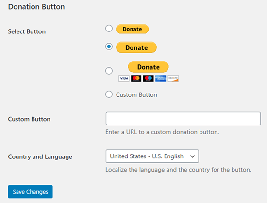 Choose the style of donation button that you want to use on your site