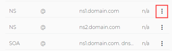 משרתי השמות ברשימת הגדרות ה- DNS Domain.com