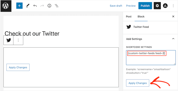 Embedding a Twitter feed in a WordPress blog using shortcode