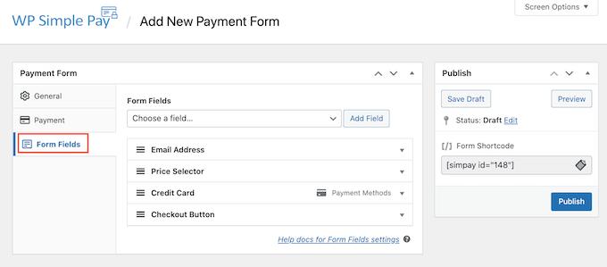 Конструктор форм WP Simple Pay