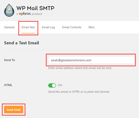 Отправьте тестовое письмо из WP Mail SMTP