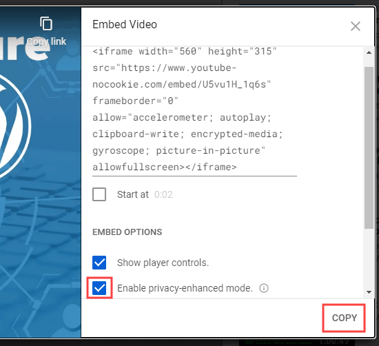 Embed Video Code Copy