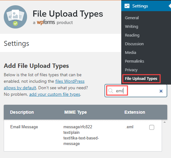 نوع فایلی را که می خواهید فعال کنید جستجو کنید