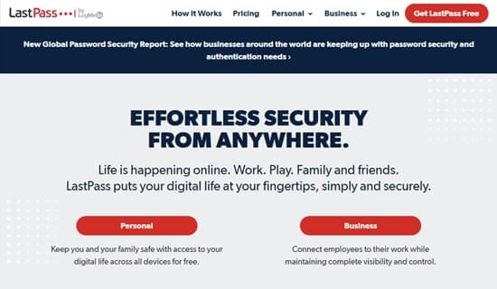 Lastpass Homepage