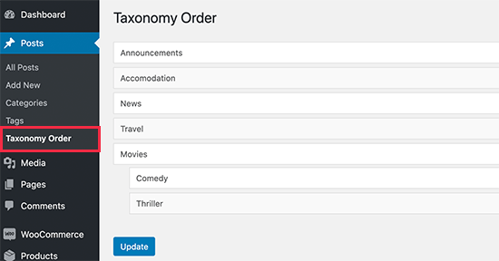 Taxonomy order page 