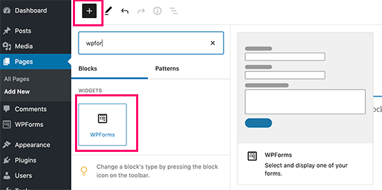 بلوک WPForms