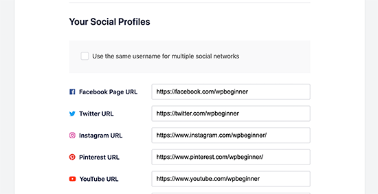 Adding social media profiles