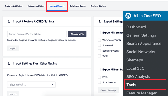 Import export your WordPress SEO data and settings