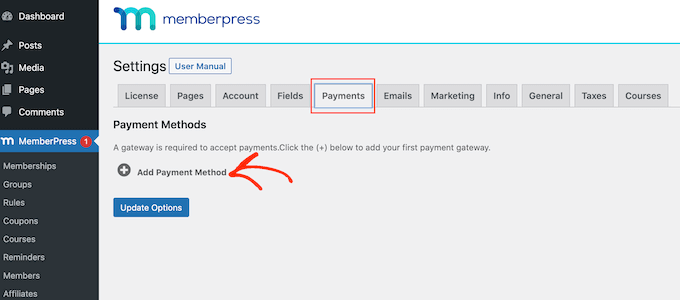 Adding a payment method to your client portal