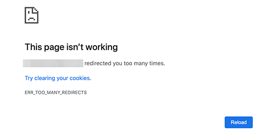 Erreur trop de redirections dans Google Chrome