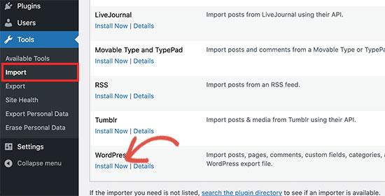 Импорт WordPress