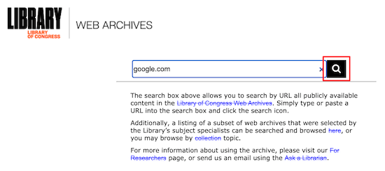 Library of Congress web archive
