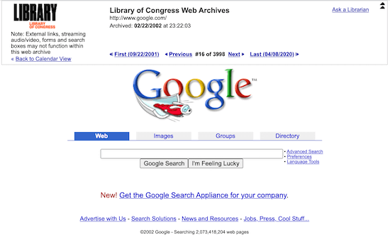 Library of Congress website result