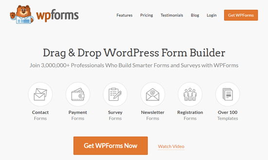 The WPForms plugin's website