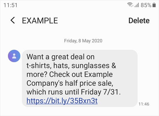 Example Text On Phone