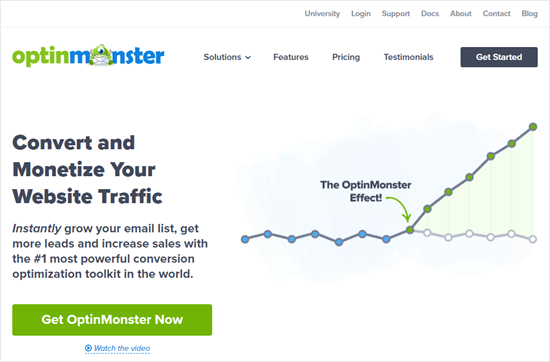 La homepage di OptinMonster