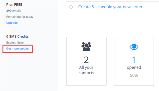Sendinblue Get More Credits